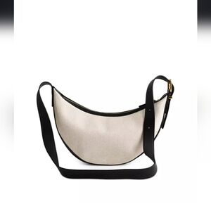 Madewell Crescent Canvas Shoulder Bag in Cream and Black